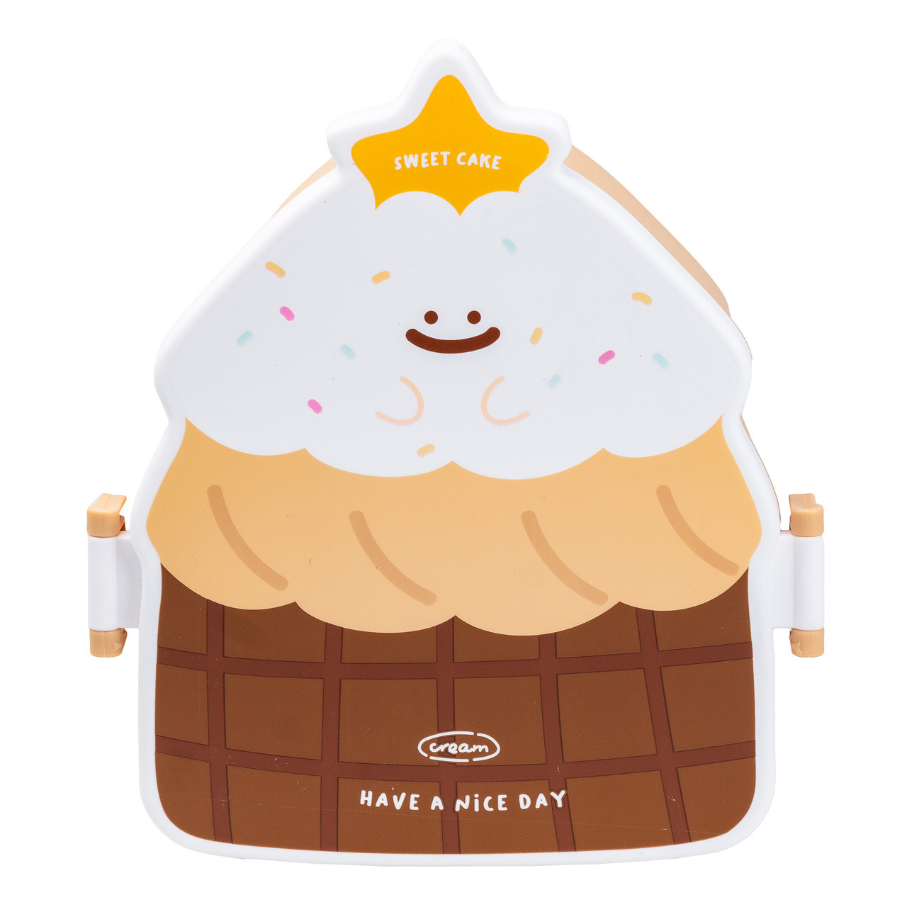 Дитячий ланч бокс на дві секції 950 мл пластиковий з вилкою та ложкою "Тістечко" Коричневий HP12271BR - фото 1 - id-p2319215035