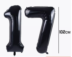 Набір цифр фольгованих чорних 17 кулі повітряні парочка 100 см 1 м 40« Китай