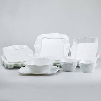 Столовий сервіз 26 квадратних керамічних тарілок Білий