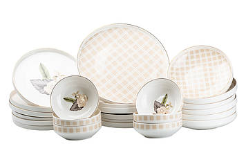 Столовий сервіз на 6 персон порцелянаовий рожевий HP23414