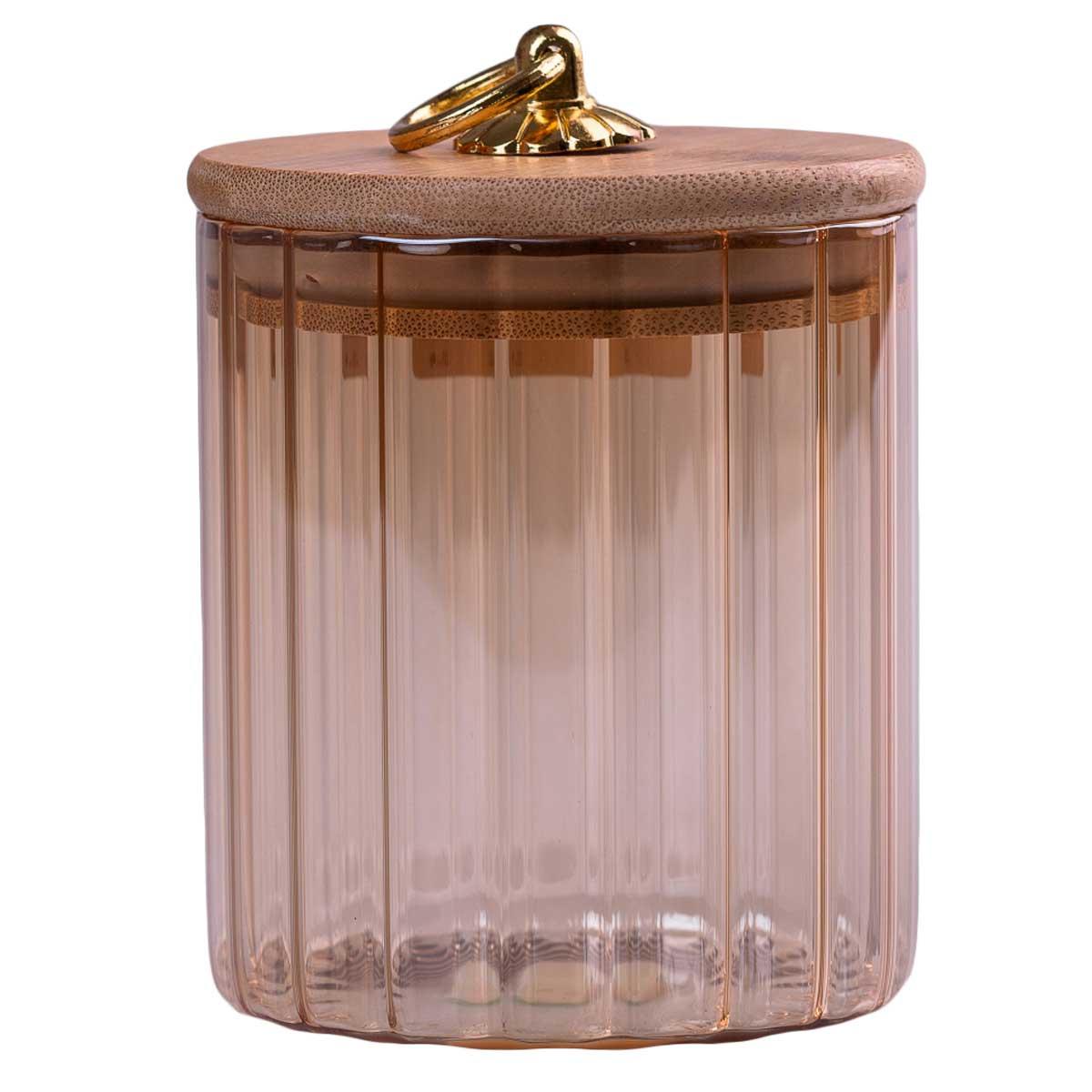 Банка для сипучих продуктів 500 мл з бамбуковою кришкою, коричнева - фото 1 - id-p2052283717