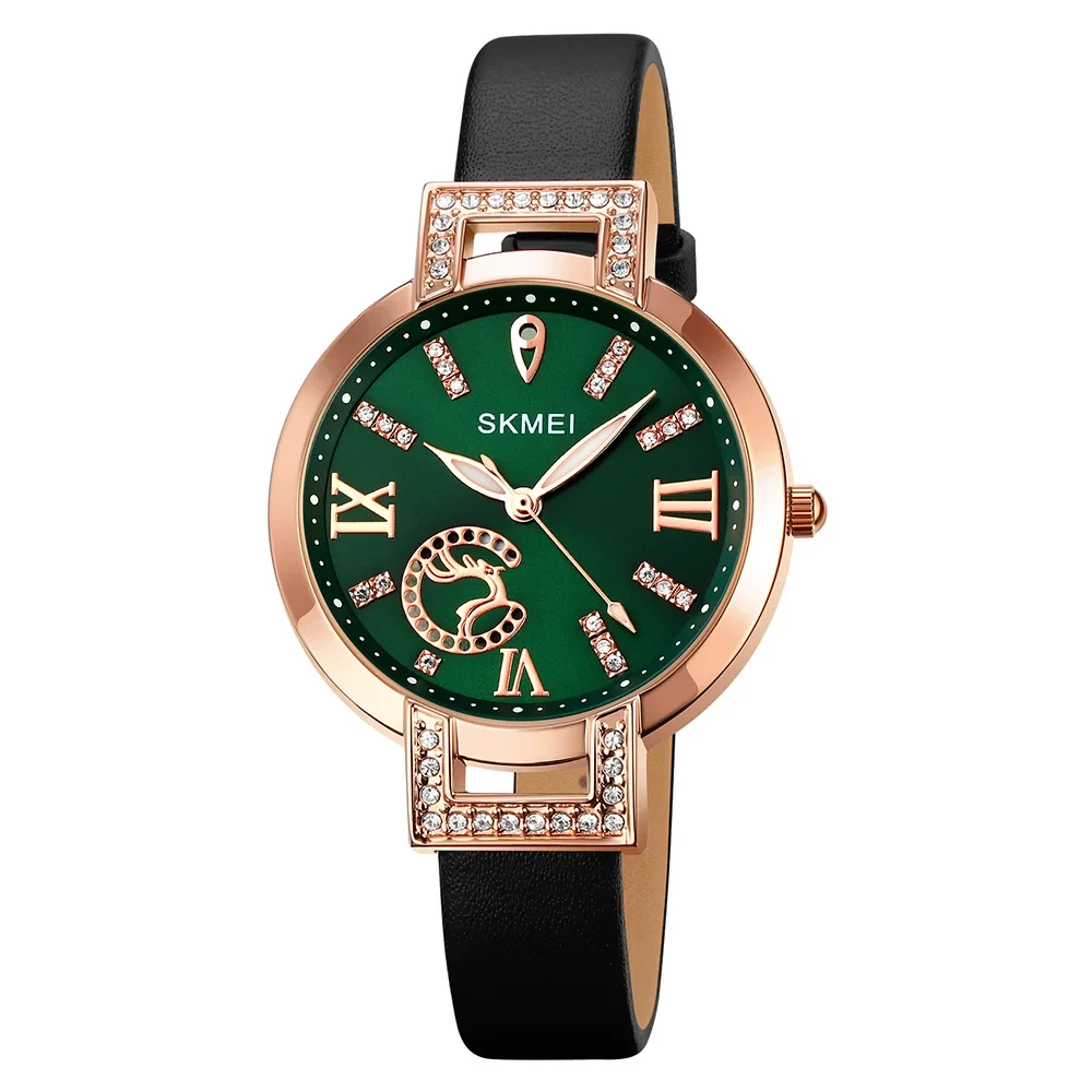 Жіночий кварцовий годинник Skmei 1977GNBK Green-Black