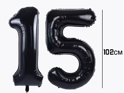 Набір цифр фольгованих чорних 15 кулі повітряні парочка 100 см 1 м 40« Китай