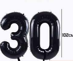 Набір цифр фольгованих чорних 30 кулі повітряні парочка 100 см 1 м 40« Китай