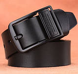 Шкіряний ремінь чоловічий із натуральної шкіри. Чоловічий ремінь для джинсів LFMB Чорний, фото 2