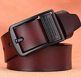 Шкіряний ремінь чоловічий із натуральної шкіри. Чоловічий ремінь для джинсів LFMB Чорний, фото 6
