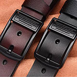 Шкіряний ремінь чоловічий із натуральної шкіри. Чоловічий ремінь для джинсів LFMB Чорний, фото 5