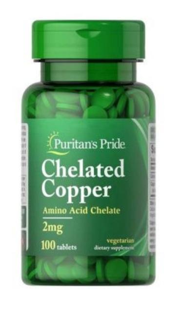 Мідь Puritan's Pride Copper Chelate 2 mg 100 таблеток