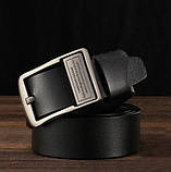 Шкіряний ремінь чоловічий із натуральної шкіри. Чоловічий ремінь для джинсів DWTS Чорний, фото 2