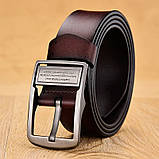 Шкіряний ремінь чоловічий із натуральної шкіри. Чоловічий ремінь для джинсів DWTS Чорний, фото 6