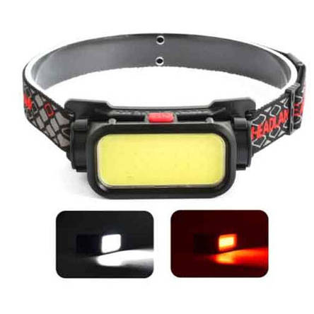 Ліхтар налобний BL-008+COB (white+red), Li-Ion акум., ЗУ Type-C, фото 1