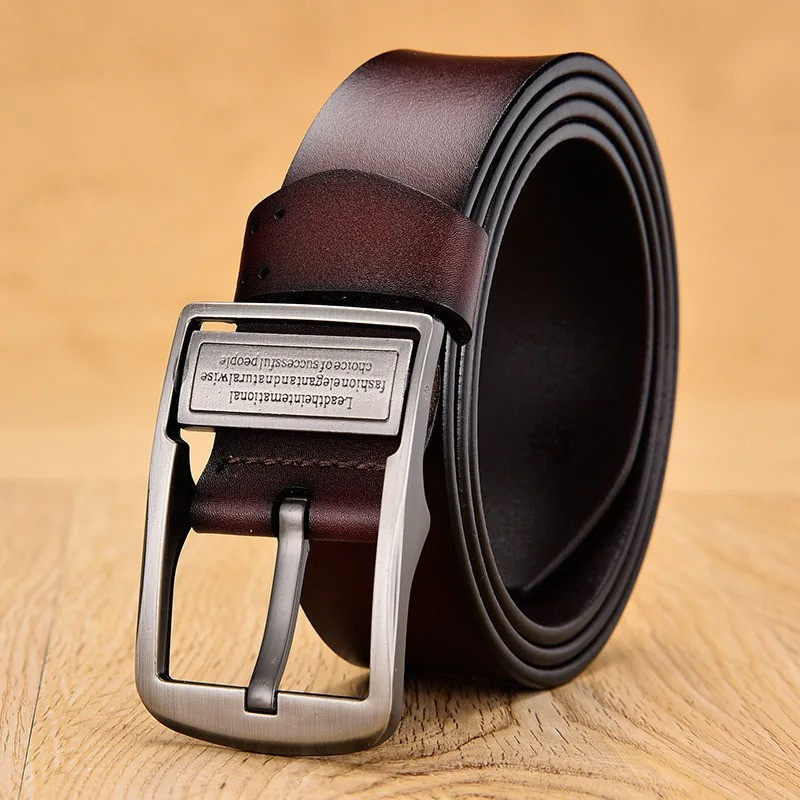 Шкіряний ремінь чоловічий із натуральної шкіри. Чоловічий ремінь для джинсів DWTS Коричневий, фото 1