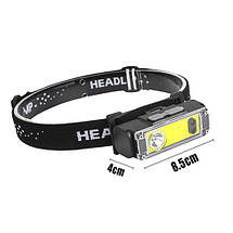 Ліхтар налобний BL-T124-ХРЕ+COB (White+Red), Motion Sensor, ЗУ Type-C, фото 5