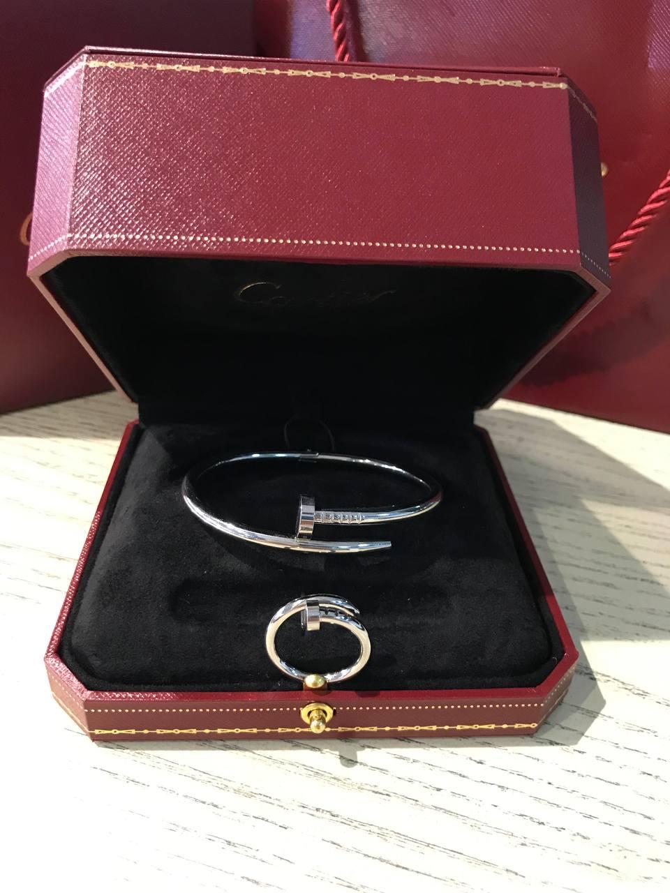 Cartier браслет цвях та кільце біле золото / Cartier браслет