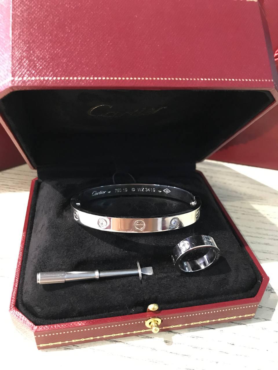 Cartier браслетс викруткою біле золото та кільце / Cartier браслет з викруткою й кільце