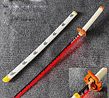 Катана меч для косплею Кьондзіро Ренгоку 103 см, Аніме Клинок розсікає демонів з підсвіткою, фото 3
