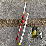 Катана меч для косплею Кьондзіро Ренгоку 103 см, Аніме Клинок розсікає демонів з підсвіткою, фото 4