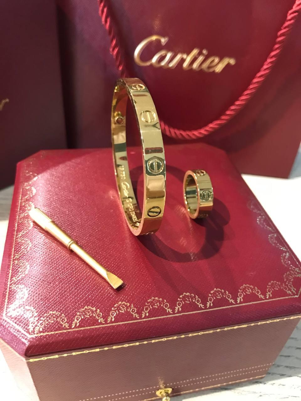 Cartier кільце та браслет у лимонному золоті / Можна окремо або набором
