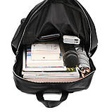 Шкіряний рюкзак чоловічий міський. Чоловічий рюкзак для ноутбука з натуральної шкіри Чорний, фото 5