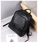 Шкіряний рюкзак чоловічий міський. Чоловічий рюкзак для ноутбука з натуральної шкіри Чорний, фото 3