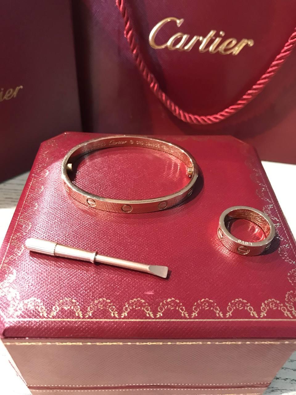 Cartier браслет з викруткою в рожевому золоті/ Картьє кільце в рожевому золоті