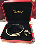 Cartier браслет цвях лимонне золото з дрібним цирконієм / Cartier кільце з цирконієм, фото 4