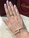 Cartier набор 2 предмета. браслет цвях із дрібним цирконієм і кільце в лимонному золоті, фото 3