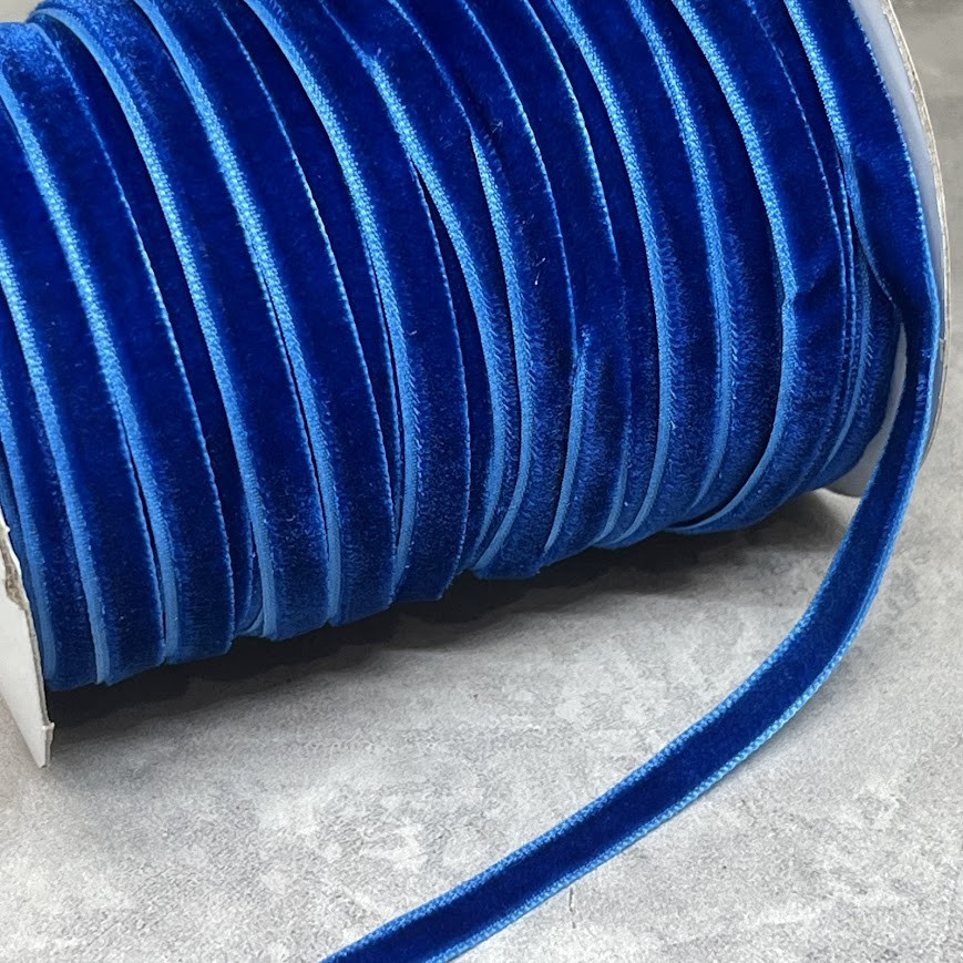 Стрічка велюрова 0,6 см , темно-синій, метр, Темно-синій, фото 1