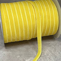 Стрічка велюр 0,6 см, жовтий, метр, Жовтий