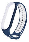 Спортивний ремінець для Mi Band 5/6/7 синьо-білий