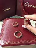Cartier сережки зубчики лимонне золото / Cartier кільце зубчики лимонне золото / Набір або окремо, фото 4