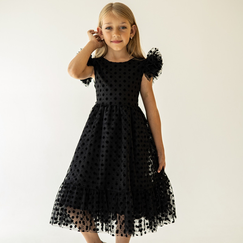 Черное красивое нарядное праздничное фатиновое платье для девочки (ID ...