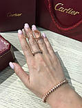 Cartier набір: браслет, сережки та кільце в рожевому золоті / Cartier браслет зубчики, кільце та сережки, фото 4