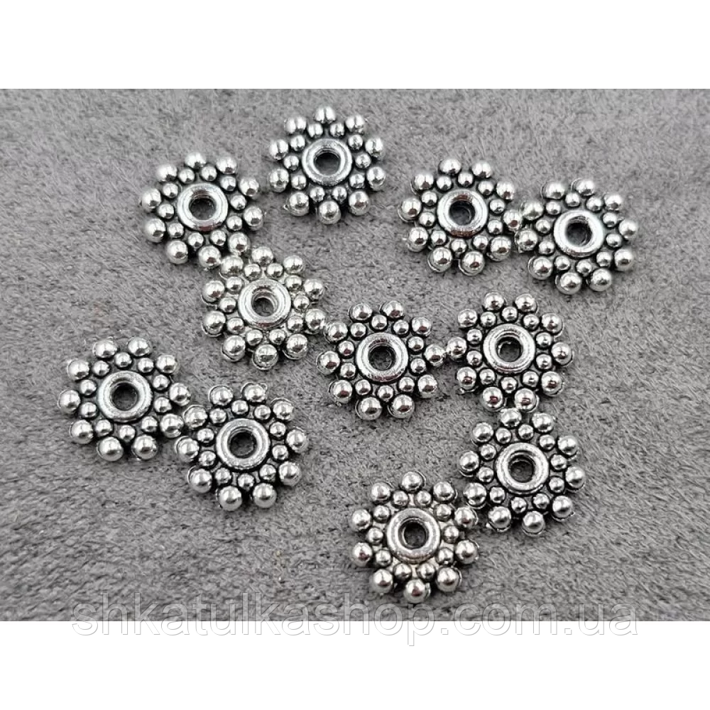 (68шт) Намистини-ронделі металеві 8,4мм, фото 1