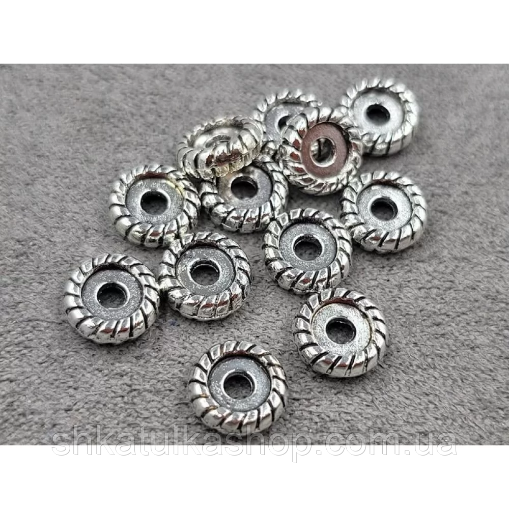 (45шт) Намистини-ронделі металеві 8мм, фото 1