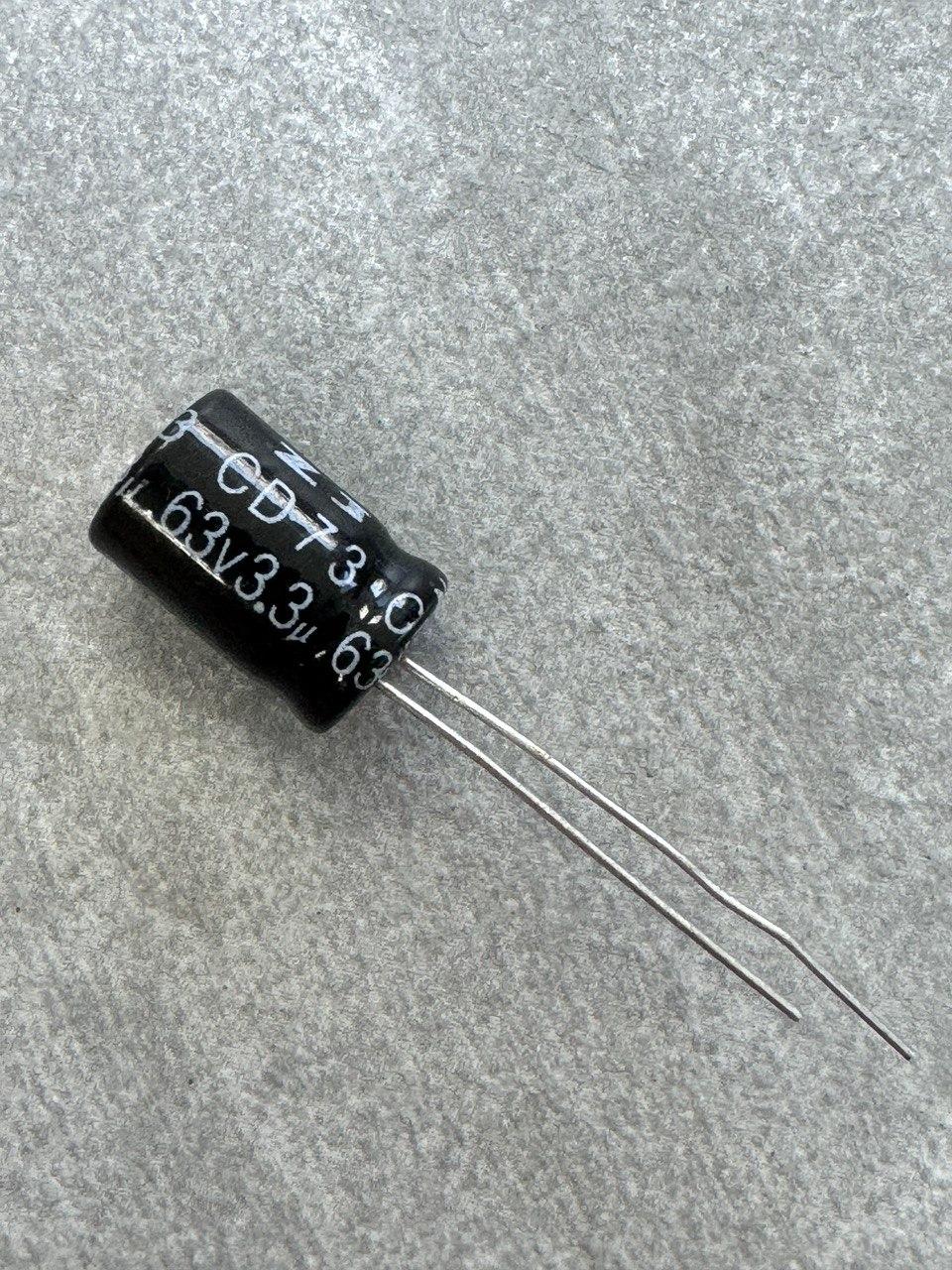 Конденсатор електролітичний 3,3 мкФx 63В, 105 °C,