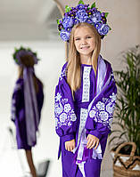 Вишите плаття для дівчинки фіолетове