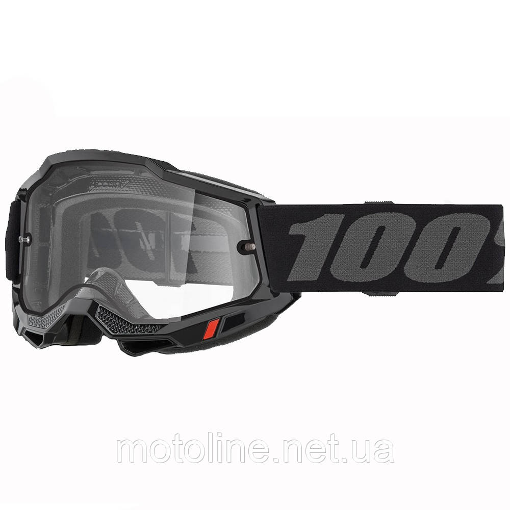 Окуляри 100% Accuri 2 Enduro, чорні, прозора подвійна лінза, фото 1