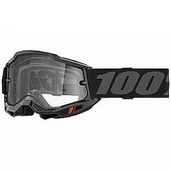 Окуляри 100% Accuri 2 Enduro, чорні, прозора подвійна лінза