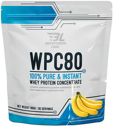 Протеин Bodyperson Labs WPC80 900г банан, фото 1