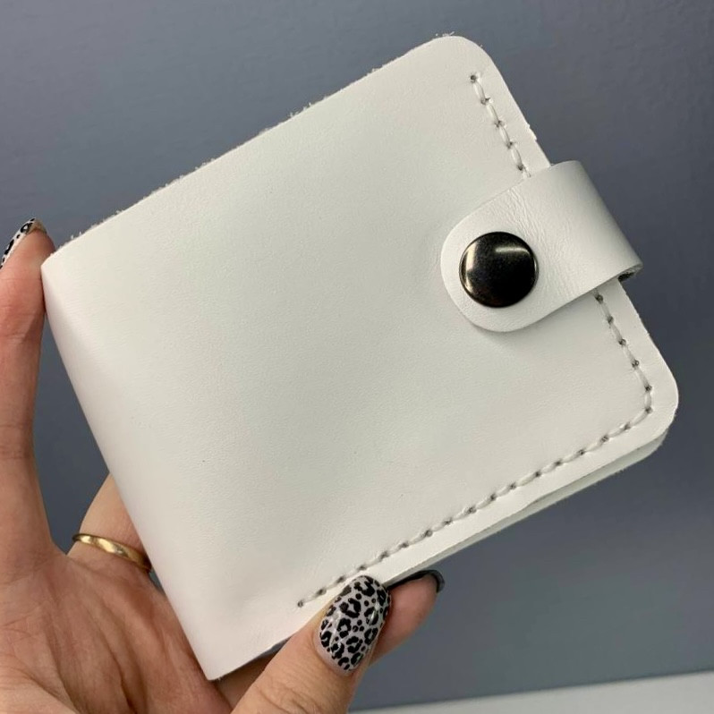 Жіночий стильний білий гаманець, якісний міні портмоне, модні шкіряні жіночі маленькі гаманці ручної роботи для грошей і карток