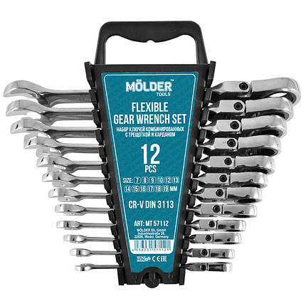 Набір ключів з тріскачкою Molder CR-V, 12шт Molder MT57112, фото 1