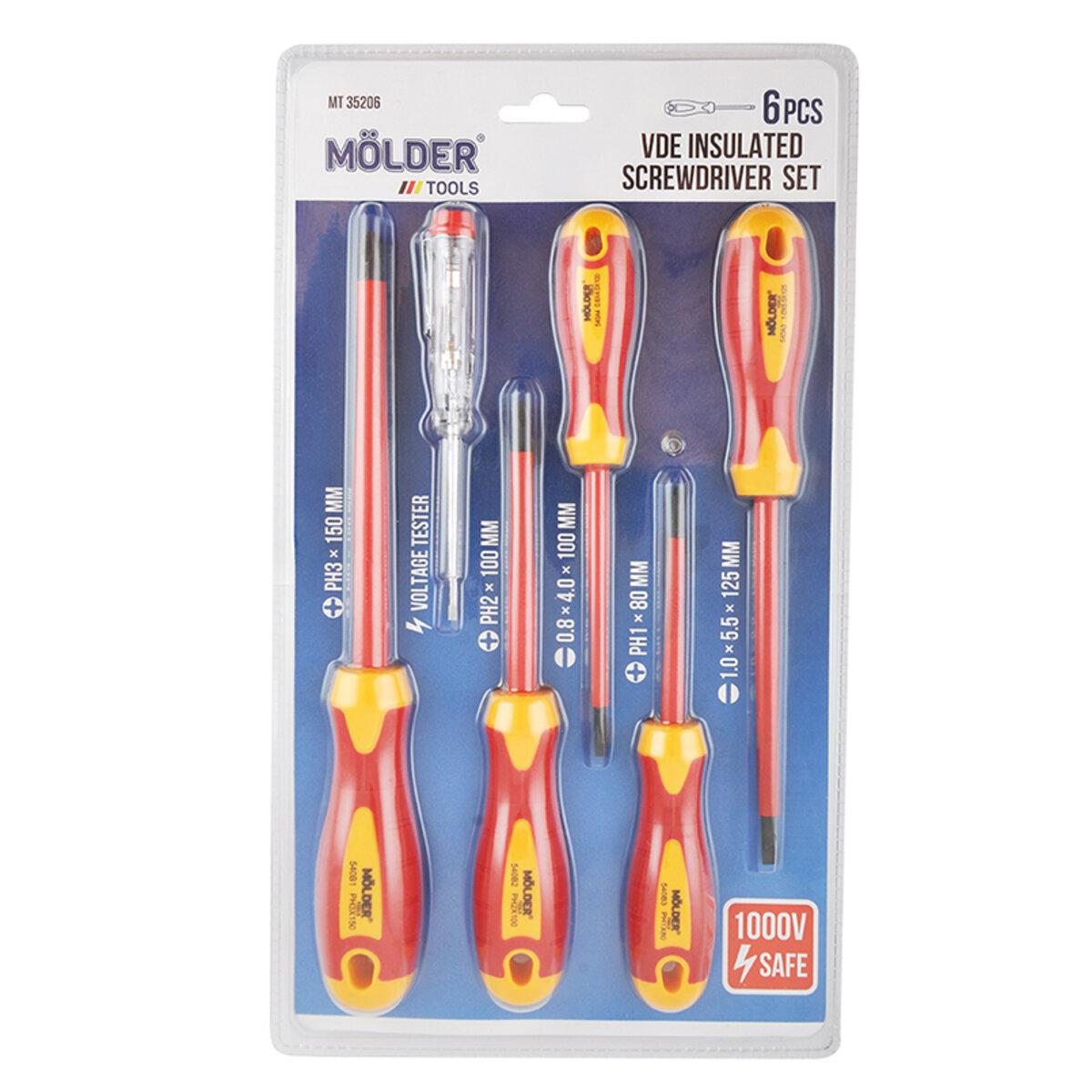 Набір викруток діелектричних VDE 1000В 6шт Molder MT35206