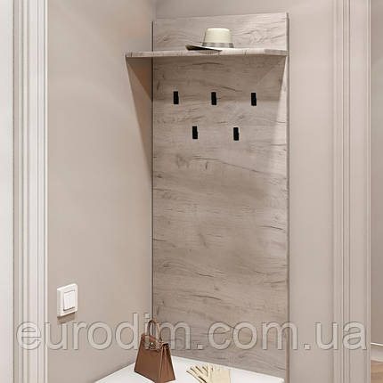 Вішалка на стіну Еверест Соната-600 60х130 см дуб крафт білий (DTM-2727), фото 1