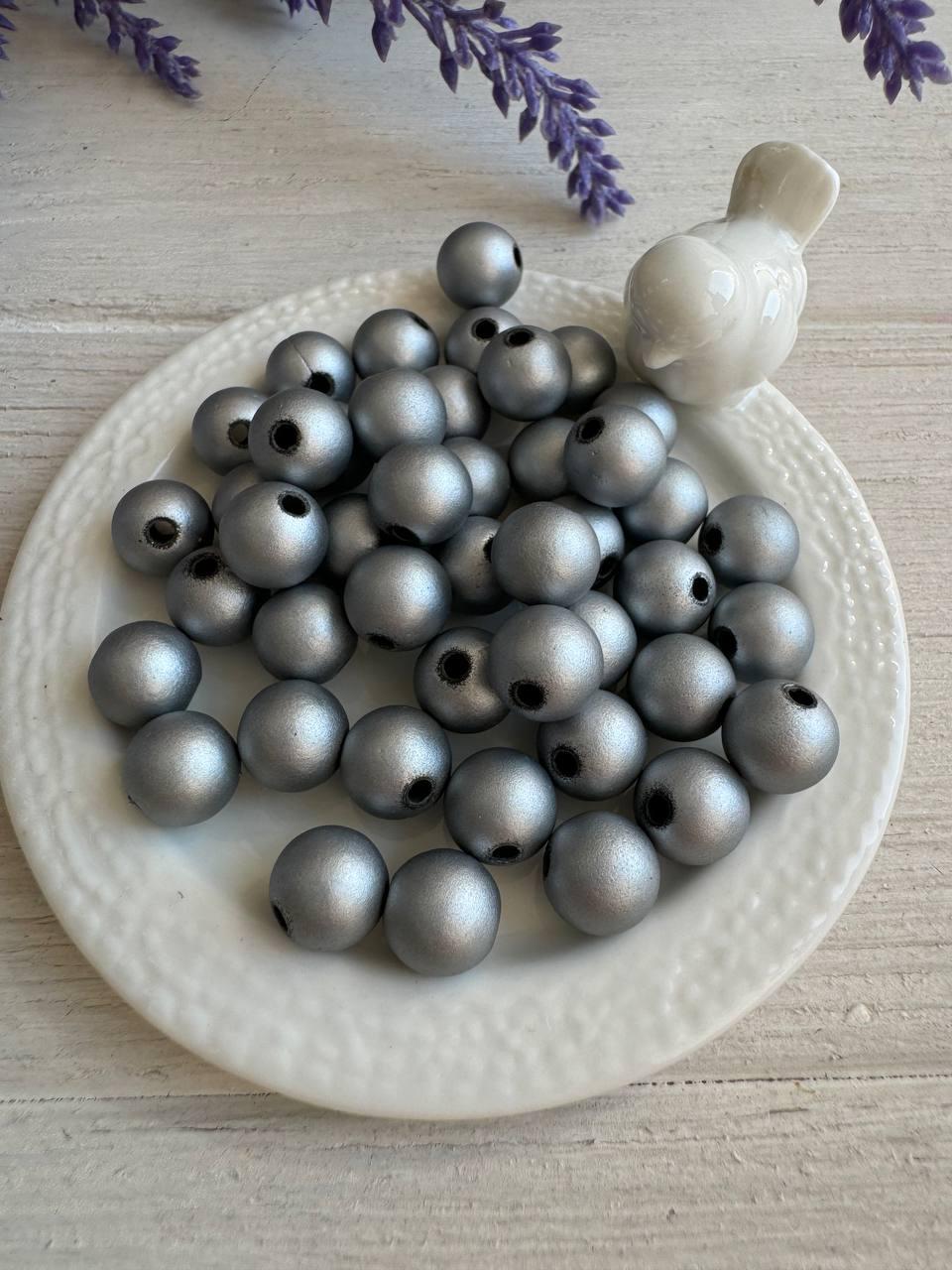 Намистини " Гальваніка Матова С09114 ", 14 мм  срібло  500 грам