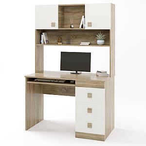 Письмовий стіл з надбудовою Еверест Соната дуб сонома + білий (DTM-2626)