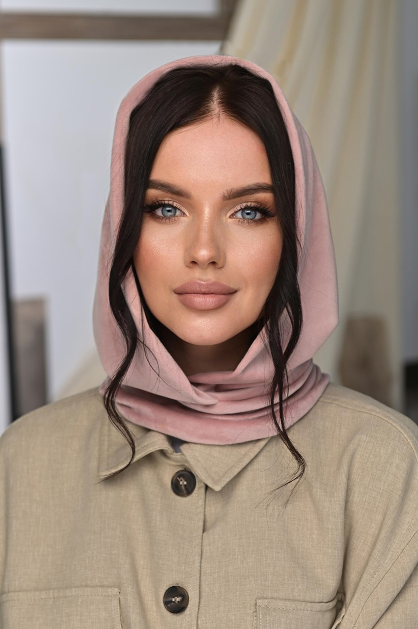 Капюшон із велюру "Мікаелла" колір пудра