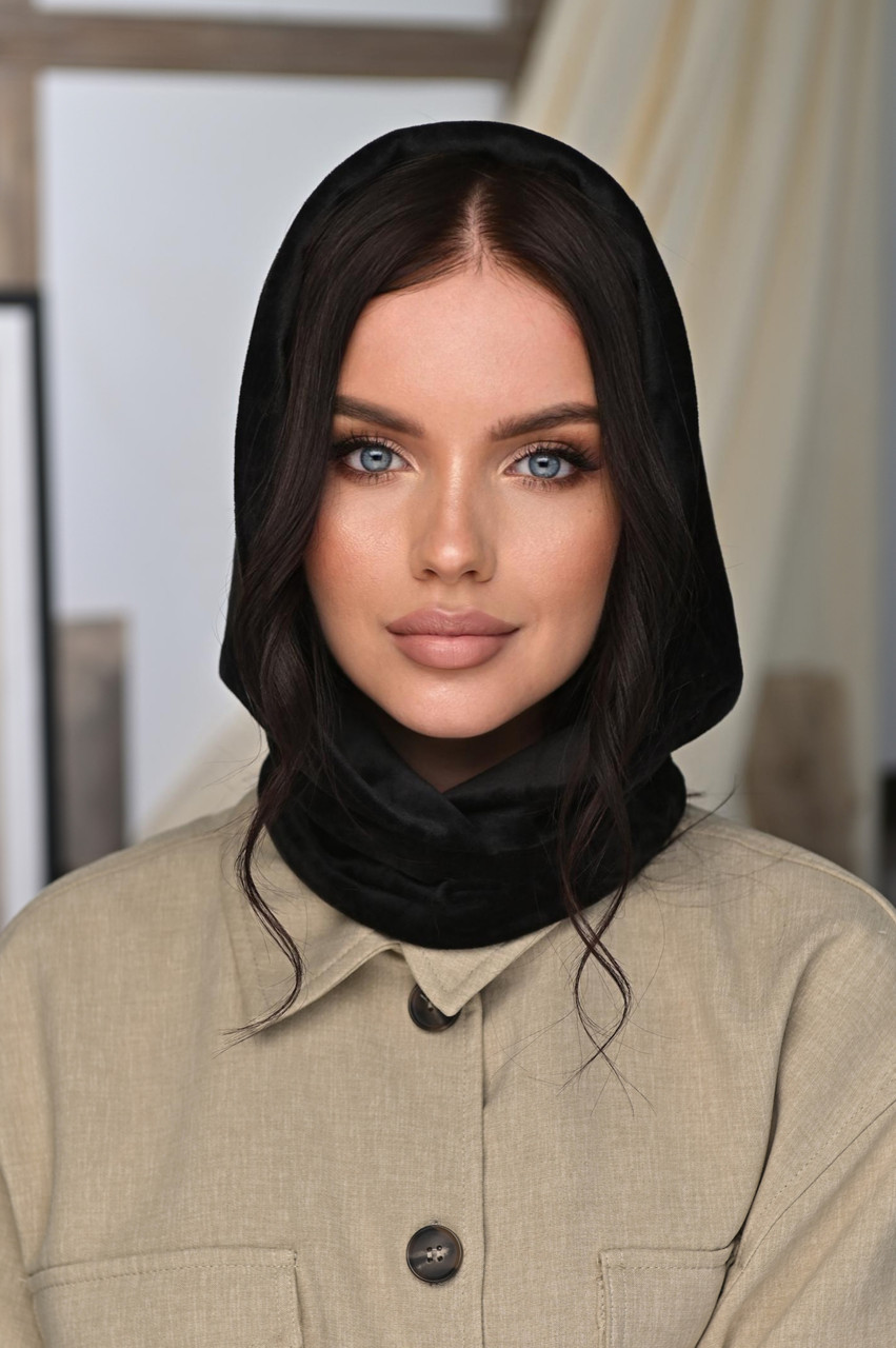 Капюшон із велюру "Мікаелла" колір чорний