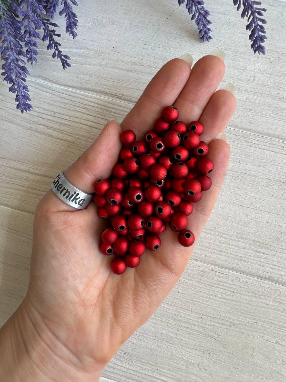 Намистини " Гальваніка Матова С09108 ", 8 мм червоні 500 грам