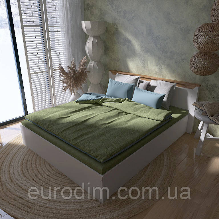 Ліжко двоспальне Еверест Нордік-1600 (щит ДСП під матрац) 160х200 см Білий + Дуб крафт золотий (DTM-5557)